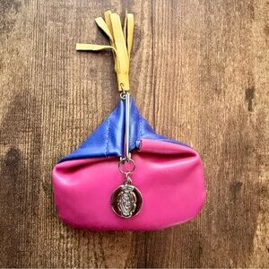 Colorful Women's Italian Leather Coin Bag with Tassel Charm Snap Closure